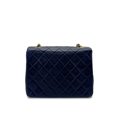 CHANEL VINTAGE MINI MATELASSE CHAIN SHOULDER BAG NAVY LAMB SKIN 90277291 - PURPOSE