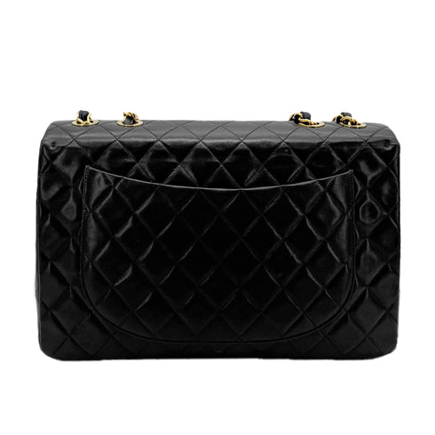 CHANEL VINTAGE MAXI MATELASSE 34 CHAIN SHOULDER BAG BLACK LAMB SKIN 90277293 - PURPOSE