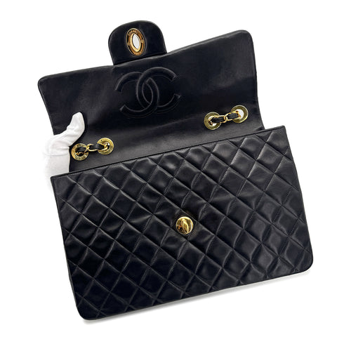 CHANEL VINTAGE MAXI MATELASSE 34 CHAIN SHOULDER BAG BLACK LAMB SKIN 90277293 - PURPOSE