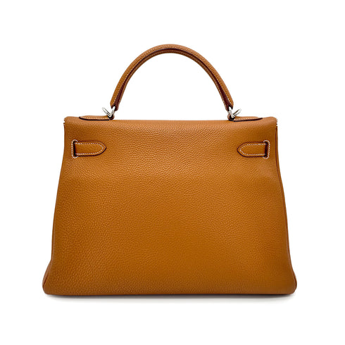 HERMES KELLY 32 RETOURNE GOLD TOGO HAND SHOULDER BAG □K 90277338 - PURPOSE
