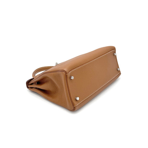 HERMES KELLY 32 RETOURNE GOLD TOGO HAND SHOULDER BAG □K 90277338 - PURPOSE