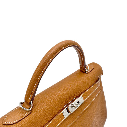 HERMES KELLY 32 RETOURNE GOLD TOGO HAND SHOULDER BAG □K 90277338 - PURPOSE