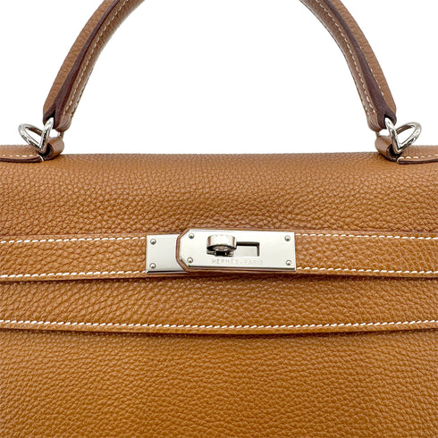 HERMES KELLY 32 RETOURNE GOLD TOGO HAND SHOULDER BAG □K 90277338 - PURPOSE