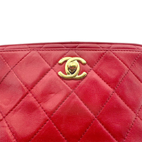 CHANEL VINTAGE MATELASSE CHAIN SHOULDER BAG RED LAMB SKIN 90277710 - PURPOSE