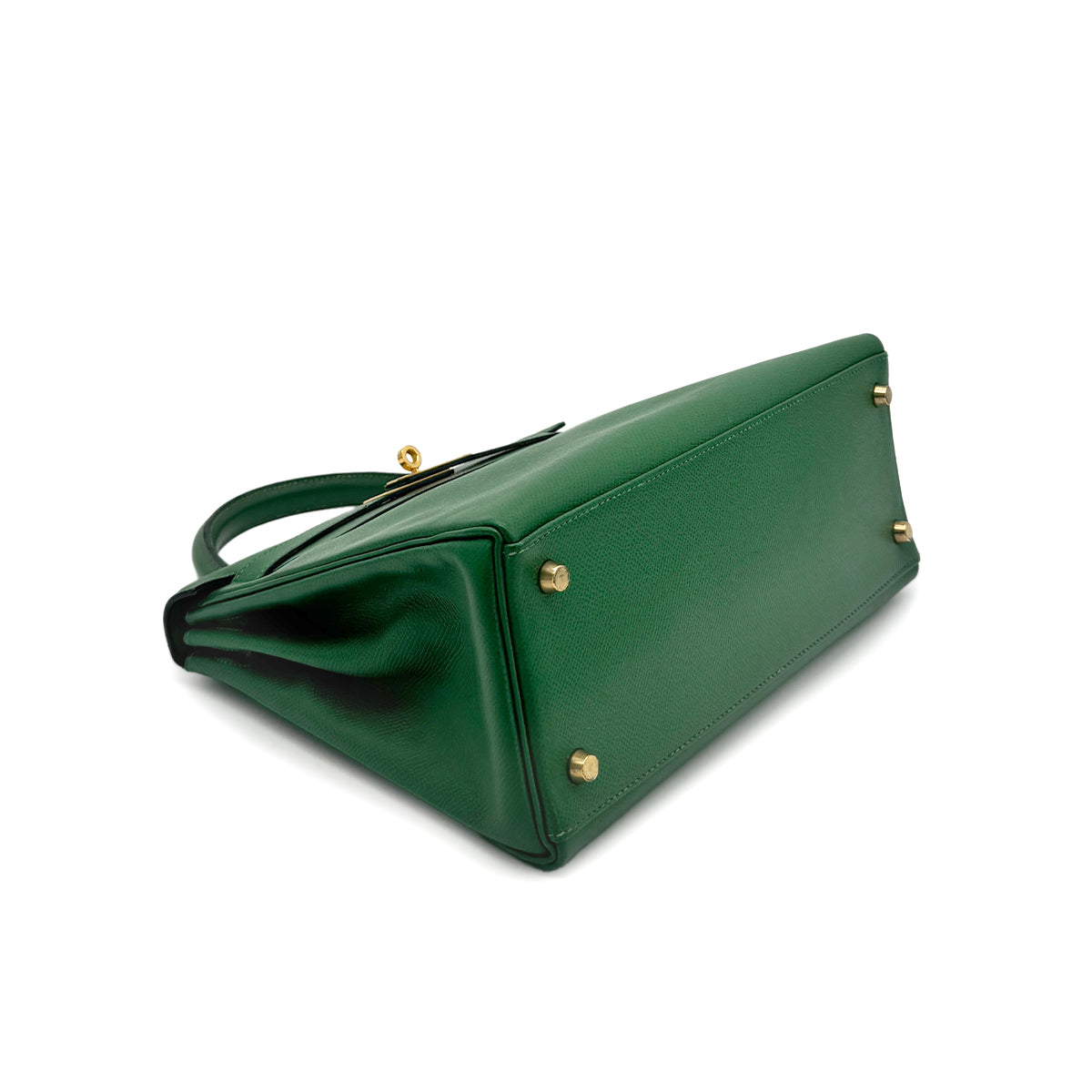 HERMES KELLY 28 RETOURNE GREEN COUCHEVEL HAND SHOULDER BAG 〇Y GHW 90277712