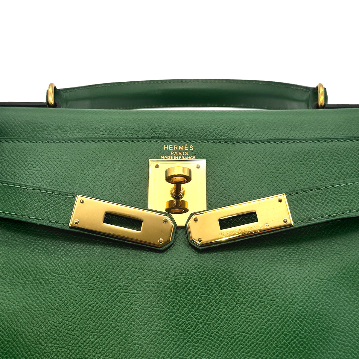 HERMES KELLY 28 RETOURNE GREEN COUCHEVEL HAND SHOULDER BAG 〇Y GHW 90277712