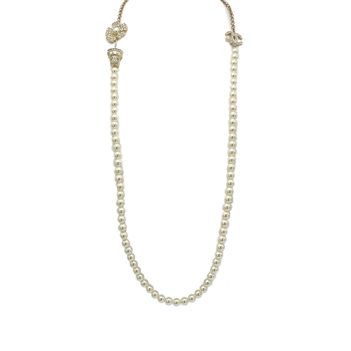 CHANEL NECKLACE COCOMARK RHINESTONE FLOWER MOTIF ACCESSORY B23S 90278008