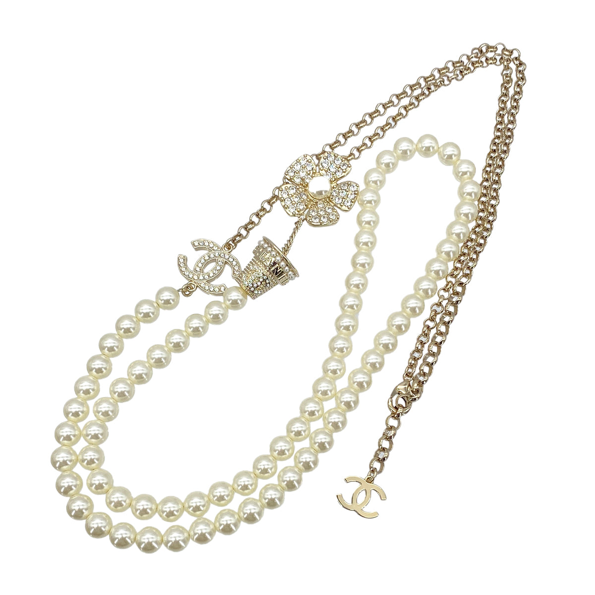 CHANEL NECKLACE COCOMARK RHINESTONE FLOWER MOTIF ACCESSORY B23S 90278008