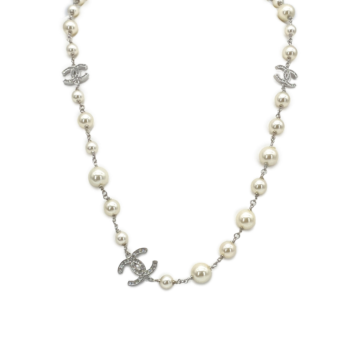 CHANEL NECKLACE COCOMARK FAUX PEARL RHINESTONE ACCESSORY B25C 90278009