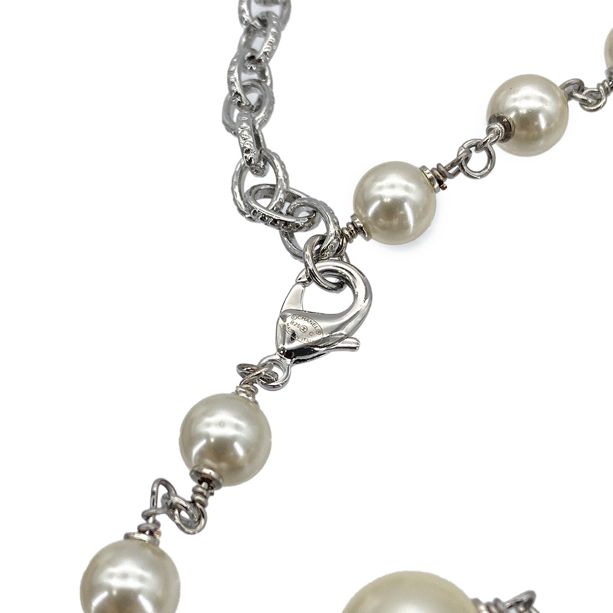 CHANEL NECKLACE COCOMARK FAUX PEARL RHINESTONE ACCESSORY B25C 90278009