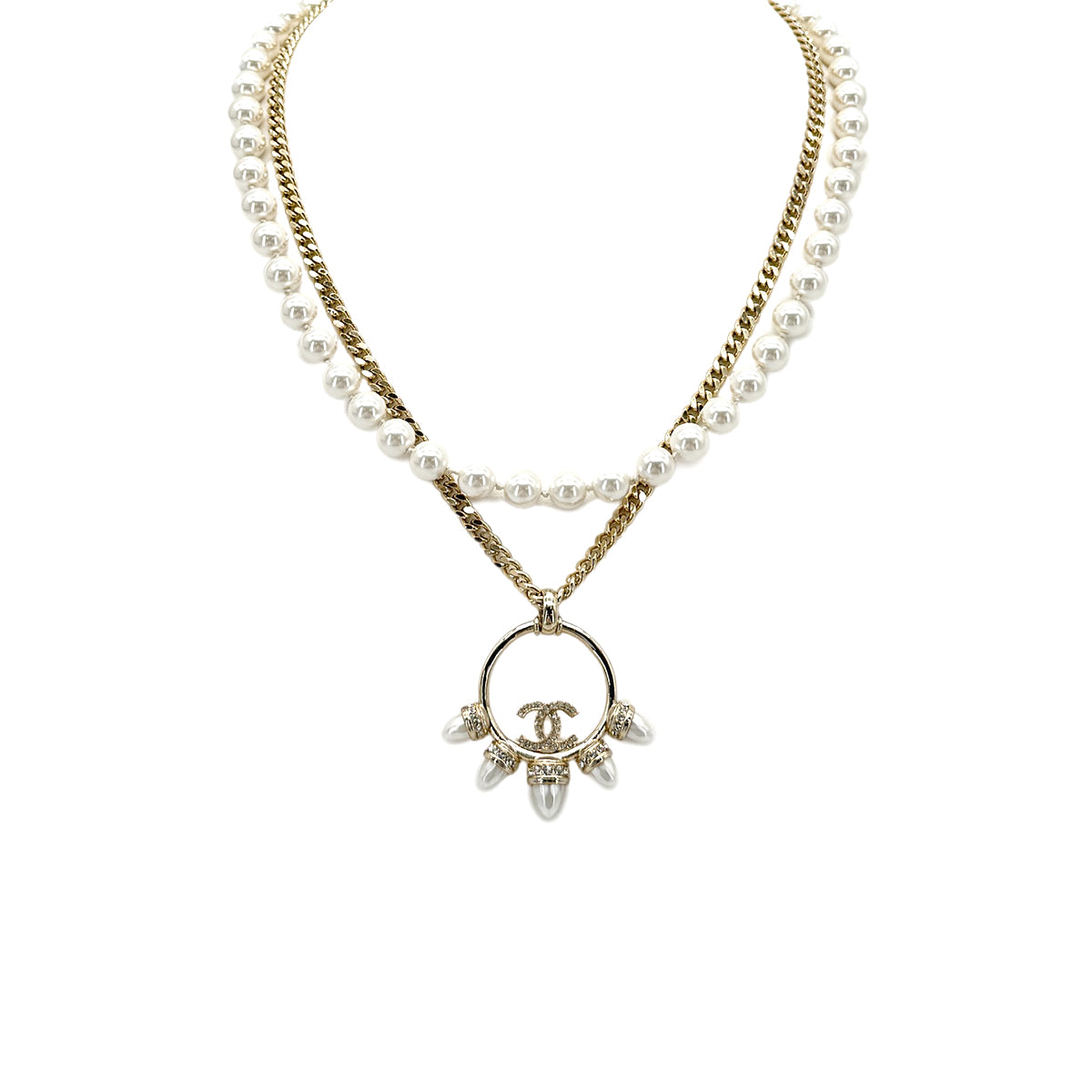 CHANEL NECKLACE COCOMARK PEARL LONG LAYERED ACCESSORY A22C 90278010