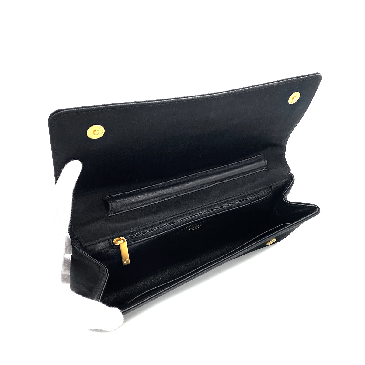 CHANEL VINTAGE COCOMARK STRASS IMPERIAL EAGLE CLUTCH BAG BLACK SATIN 90278017