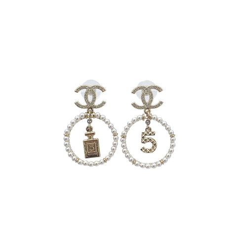 CHANEL EARRINGS NO.5 COCOMARK PERFUME MOTIF PEARL ACCESSORY A21V 90278022 - PURPOSE
