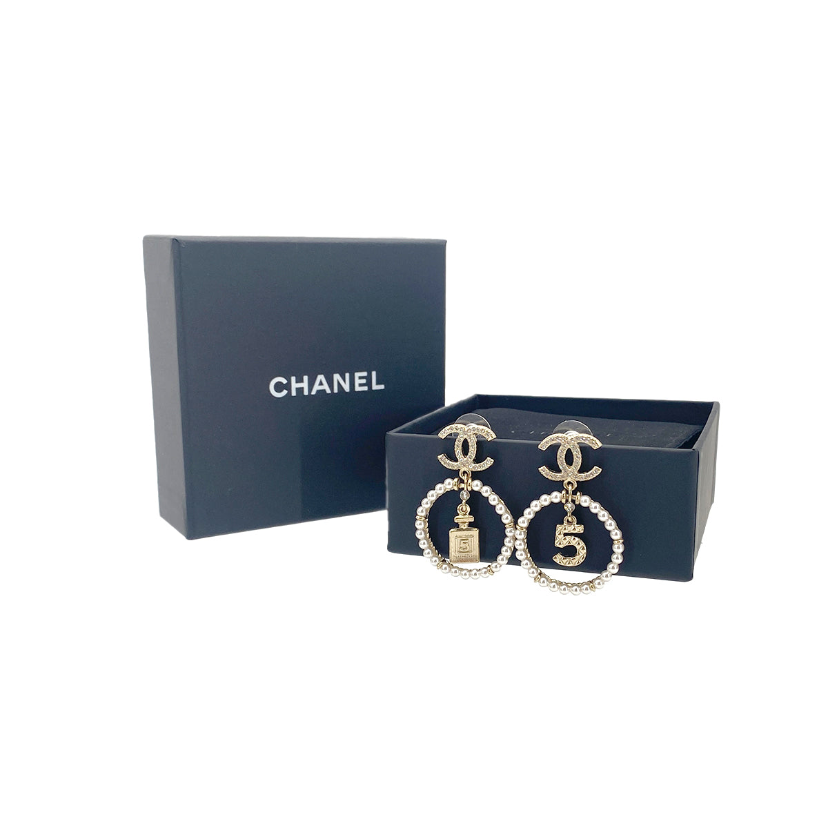 CHANEL EARRINGS NO.5 COCOMARK PERFUME MOTIF PEARL ACCESSORY A21V 90278022