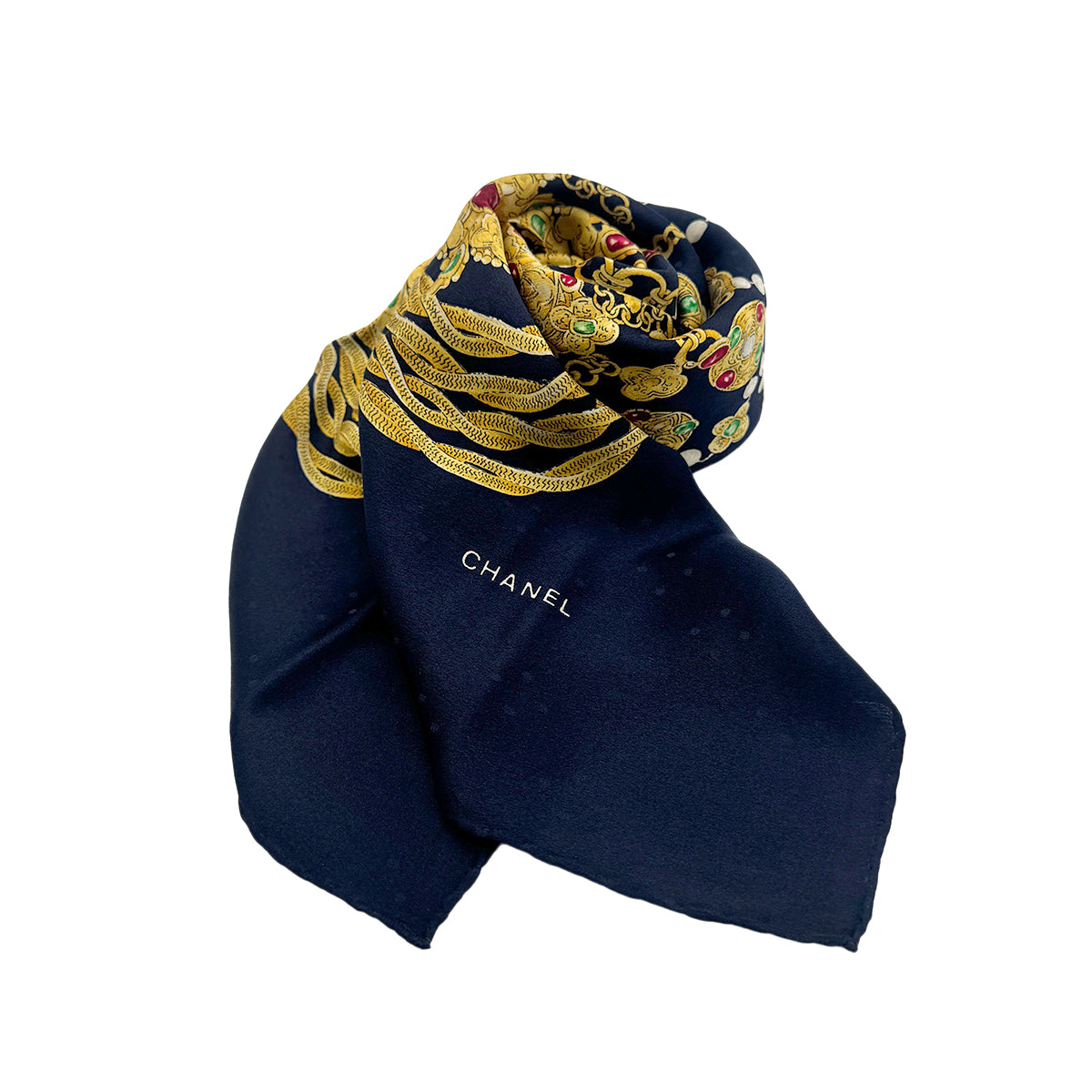 CHANEL VINTAGE SCARF GRIPOIX ACCESSORY PATTERN SILK 90278445