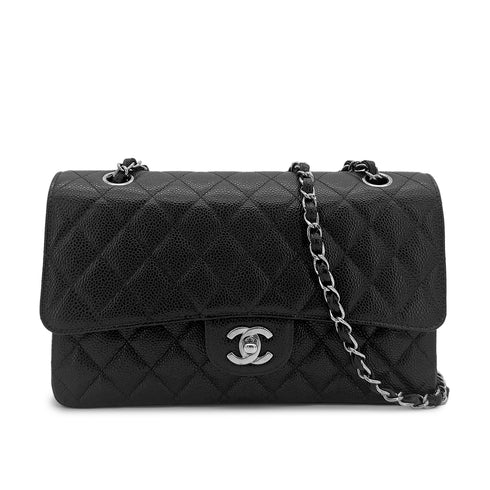 CHANEL VINTAGE CLASSIC FLAP MEDIUM CHAIN SHOULDER BAG BLACK CAVIAR SKIN 90278460 - PURPOSE