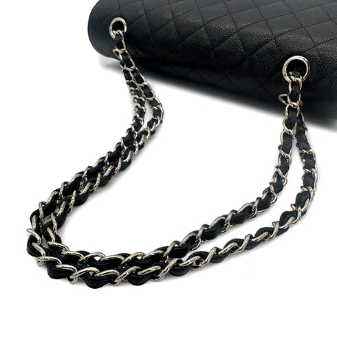 CHANEL VINTAGE CLASSIC FLAP MEDIUM CHAIN SHOULDER BAG BLACK CAVIAR SKIN 90278460 - PURPOSE