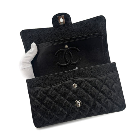 CHANEL VINTAGE CLASSIC FLAP MEDIUM CHAIN SHOULDER BAG BLACK CAVIAR SKIN 90278460 - PURPOSE