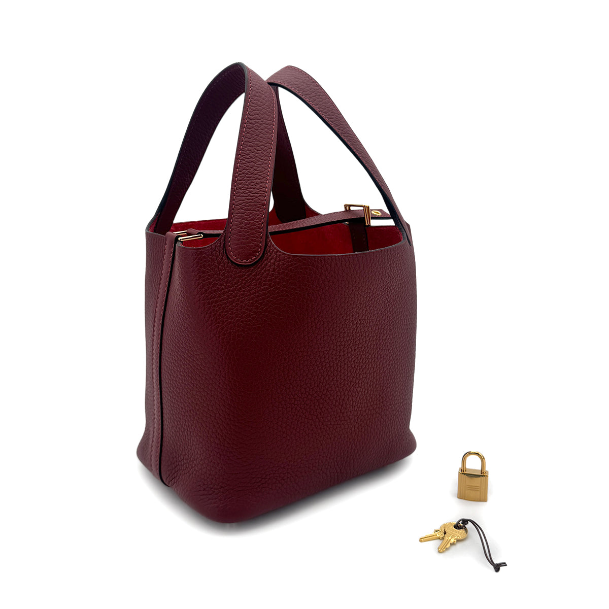 HERMES PICOTIN LOCK PM ROUGE H TAURILLON CLEMENCE HAND BAG U 90278463