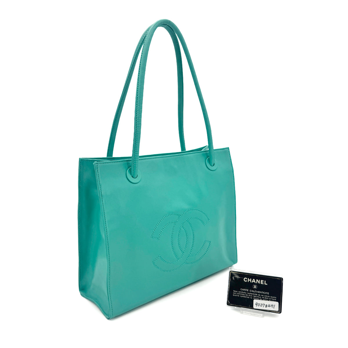 CHANEL VINTAGE BIG COCO SHOULDER BAG LIGHT BLUE LAMB SKIN 90278471