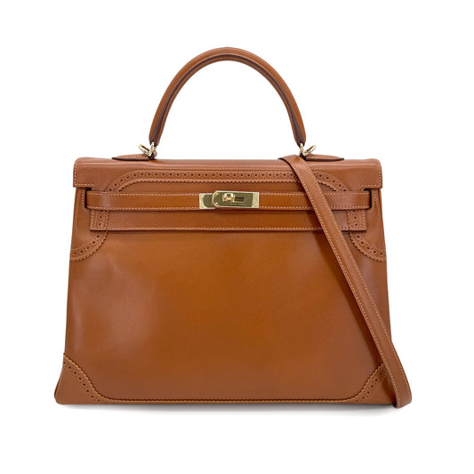 HERMES KELLY GILLIES 35 RETOURNE FAUVE VEAU TADELAKT HAND SHOULDER BAG □P GHW 90278472