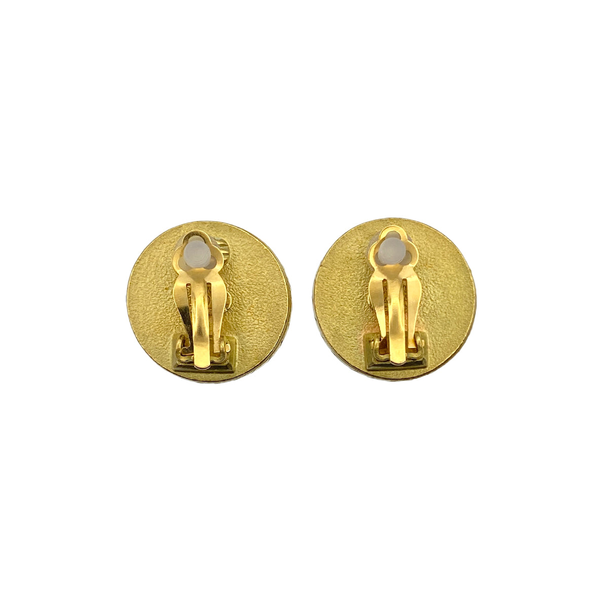 CHANEL VINTAGE EARRINGS COCOMARK ROUND BLACK GOLD ACCESSORY 94A 90278478