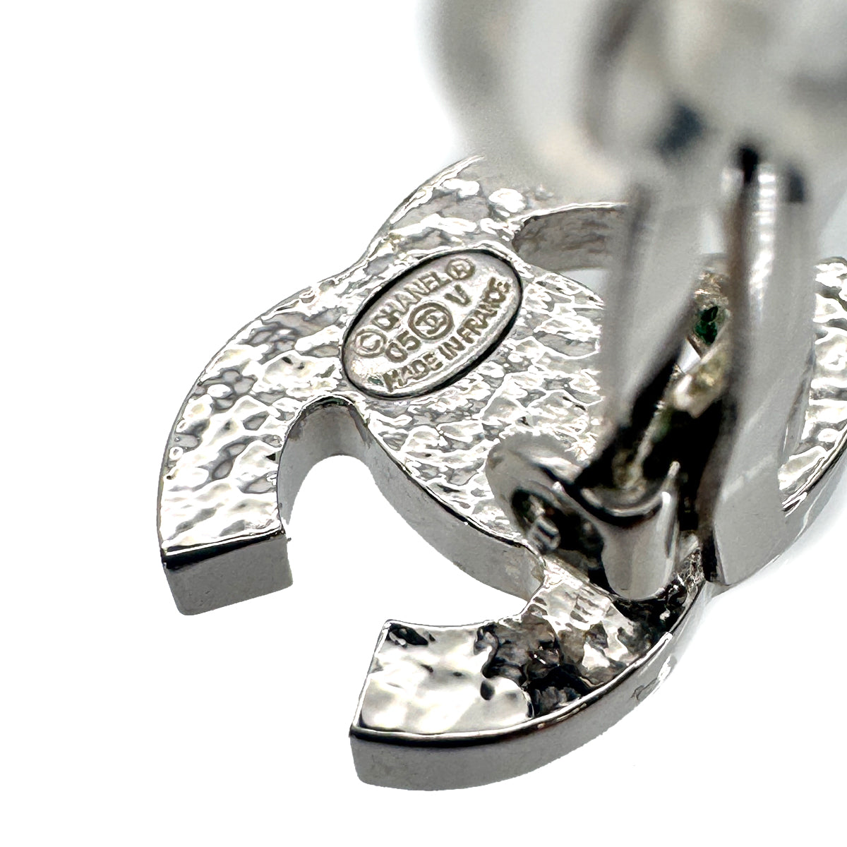 CHANEL EARRINGS COCOMARK RHINESTONE SILVER ACCESSORY 05V 90278485