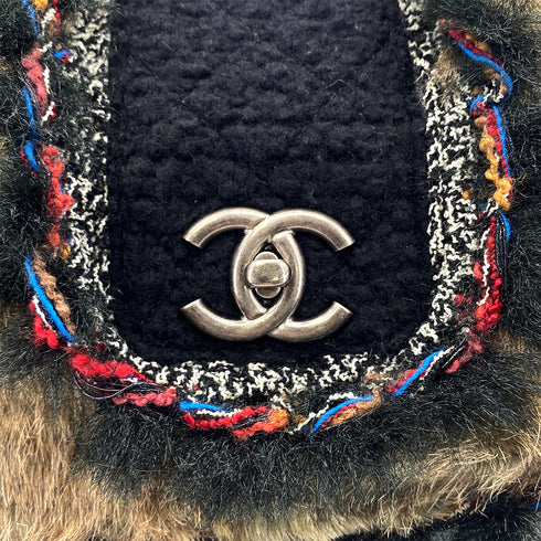 CHANEL LAPINFUR TWEED COCOMARK CHAIN SHOULDER BAG BLACK 90278503 - PURPOSE