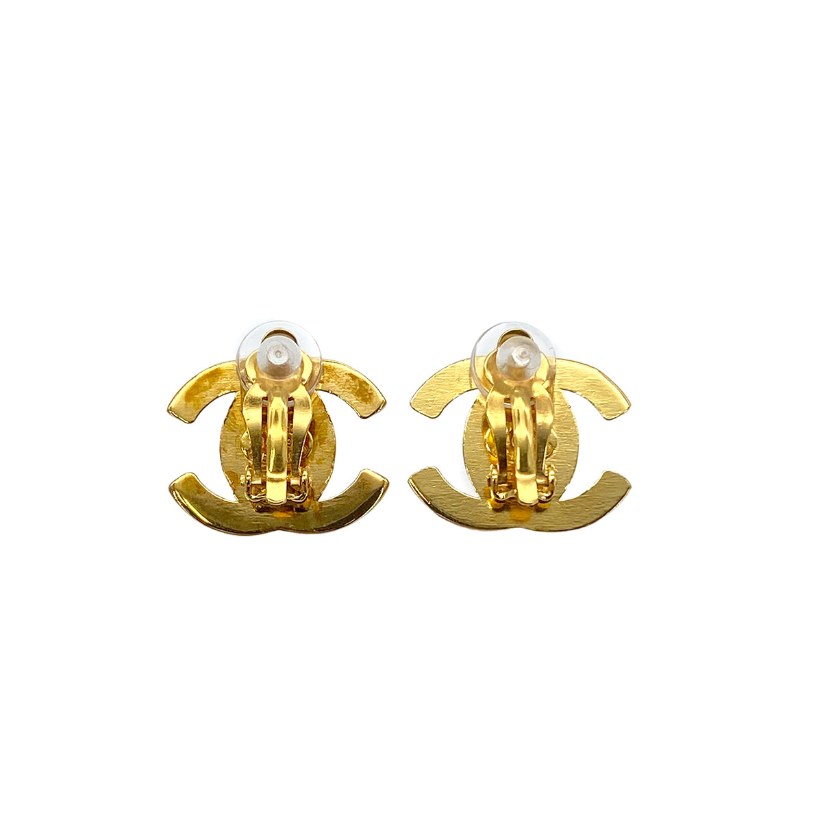 CHANEL VINTAGE EARRINGS TURN LOCK GOLD ACCESSORY 96P 90278508
