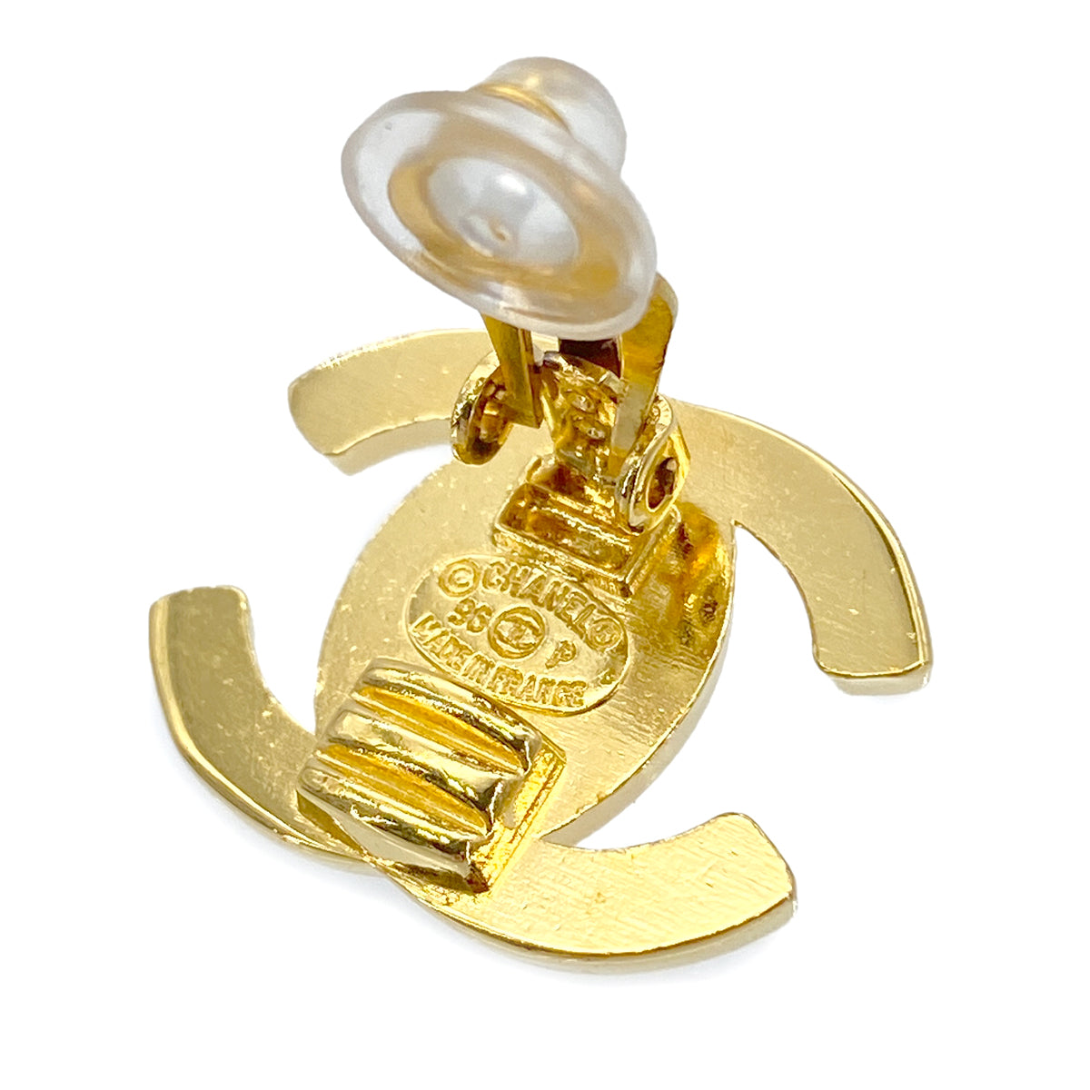 CHANEL VINTAGE EARRINGS TURN LOCK GOLD ACCESSORY 96P 90278508