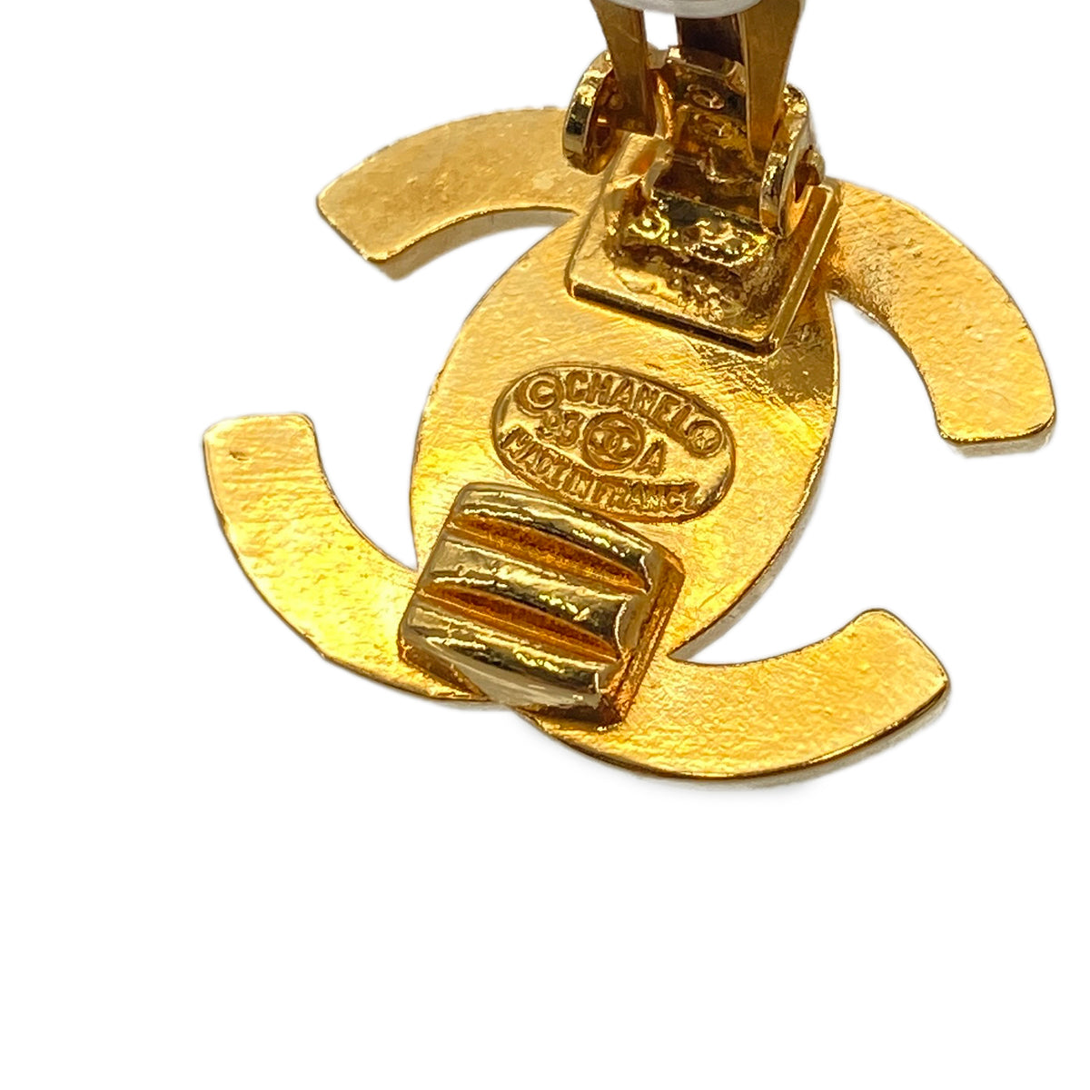 CHANEL VINTAGE EARRINGS TURN LOCK GOLD ACCESSORY 96P 90278508