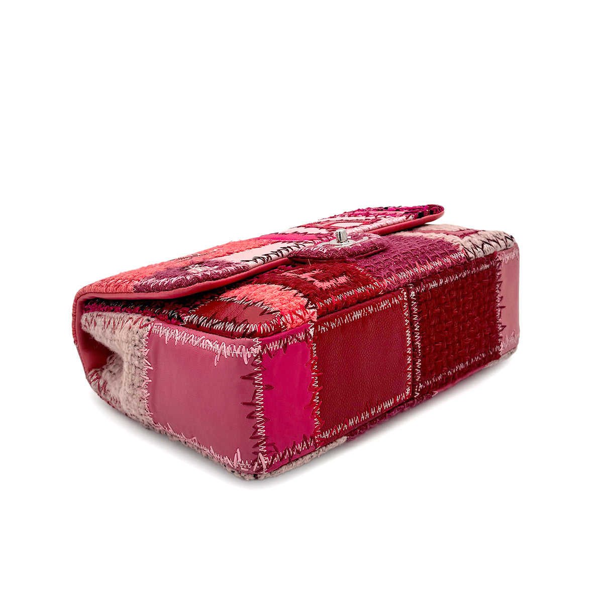 CHANEL CHAIN SHOULDER BAG PATCHWORK PINK CANVAS LEATHER 90278724