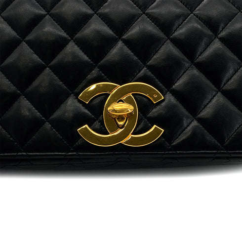 CHANEL VINTAGE MATELASSE BIG COCO CHAIN SHOULDER BAG BLACK LAMB SKIN 90278731 - PURPOSE