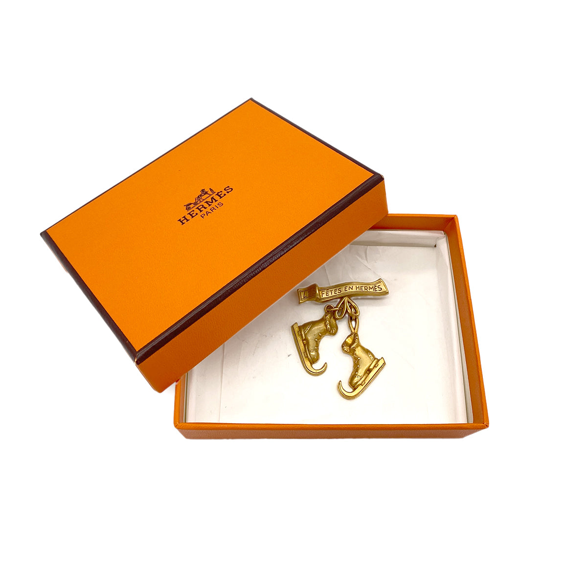 HERMES SKATE SHOES BROOCH LES FETES EN HERMES GOLD ACCESSORY 90278924
