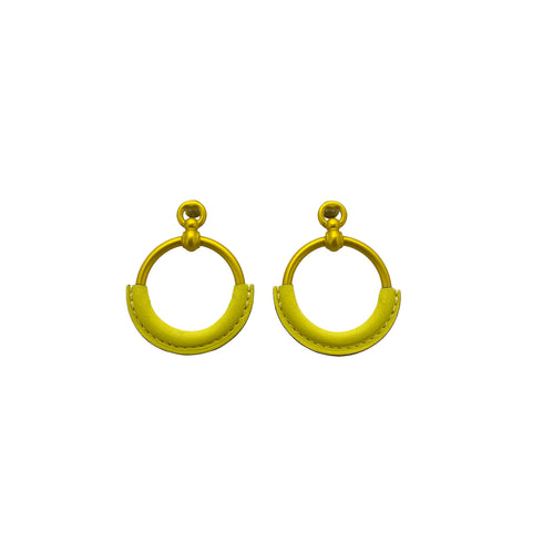 HERMES LOOP PM EARRINGS LIME GOLD SWIFT ALUMINUM ACCESSORY 90278932 - PURPOSE