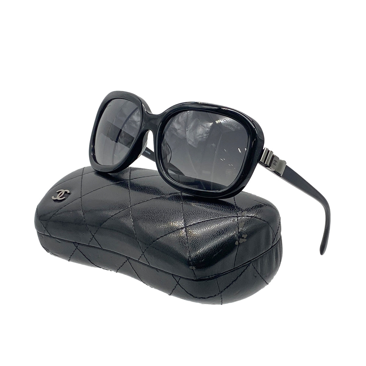 CHANEL VINTAGE SUNGLASSES COCOMARK RIBBON BLACK EYEWEAR 90278935