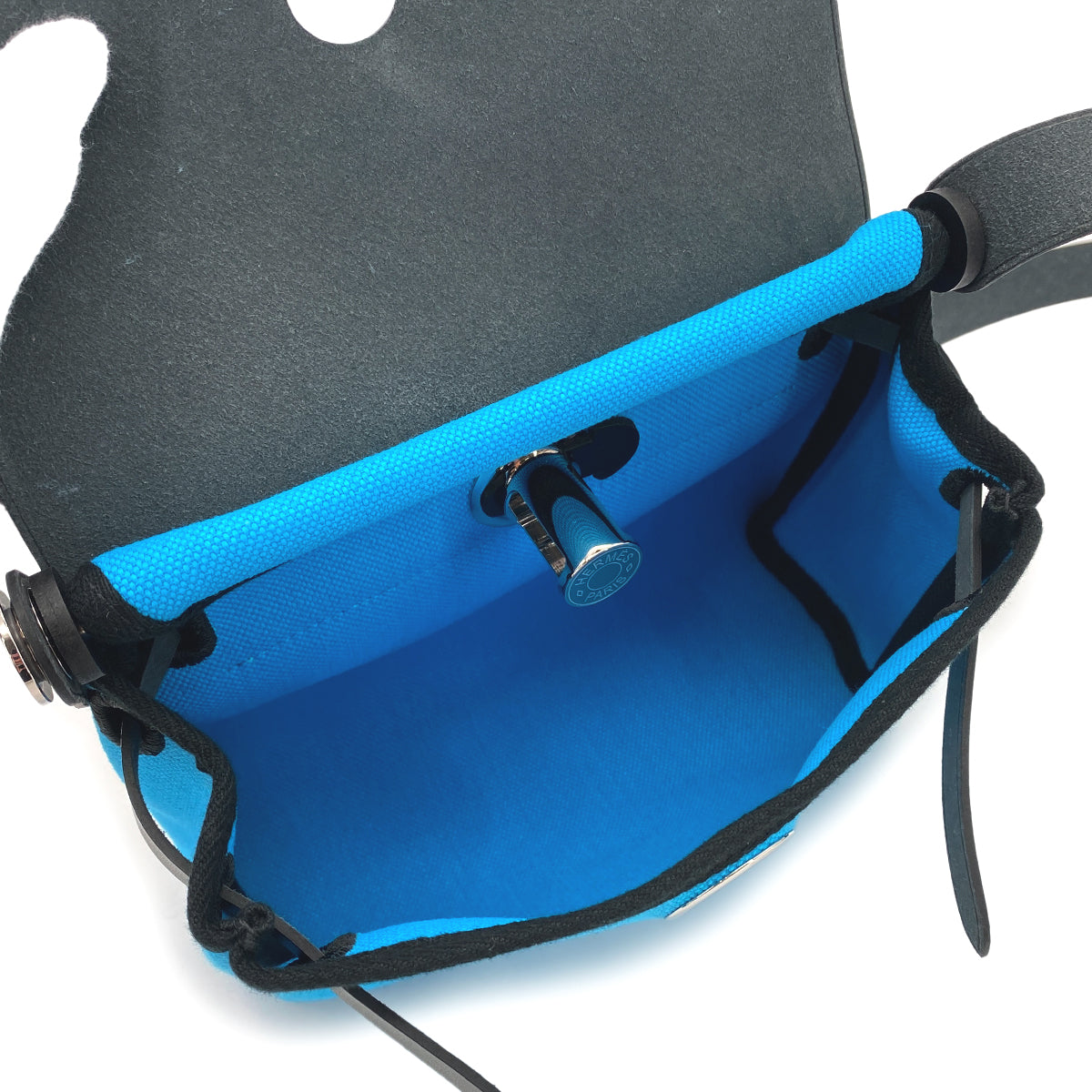 HERMES HERBAG ZIP MINI BLEU ZANZIBAR BLACK TOILE MILITAIRE VACHE HUNTER W 90278943