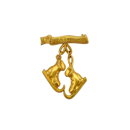 HERMES SKATE SHOES BROOCH LES FETES EN HERMES GOLD ACCESSORY 90278949