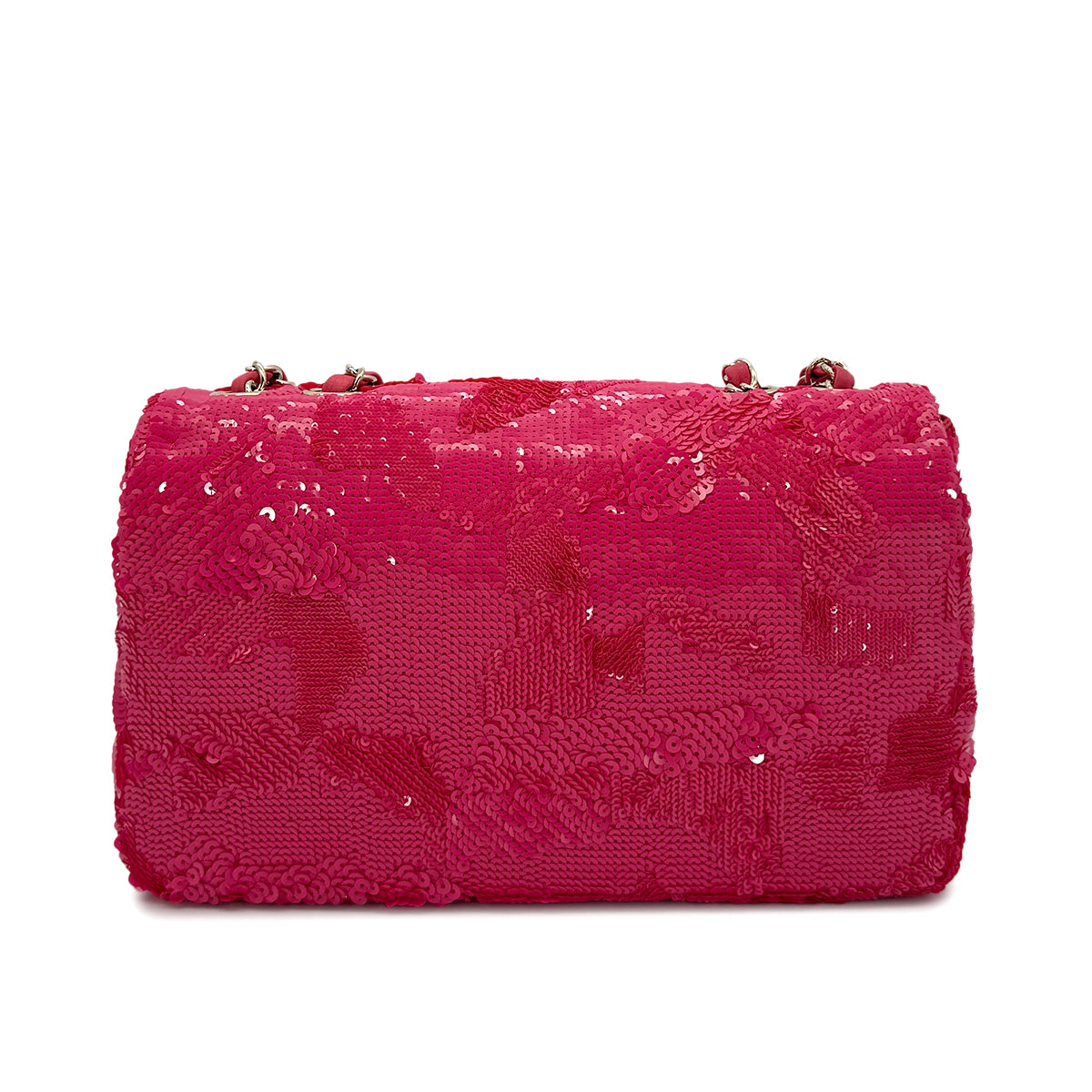 CHANEL CHAIN SHOULDER BAG PINK SEQUINS LEATHER 90279004