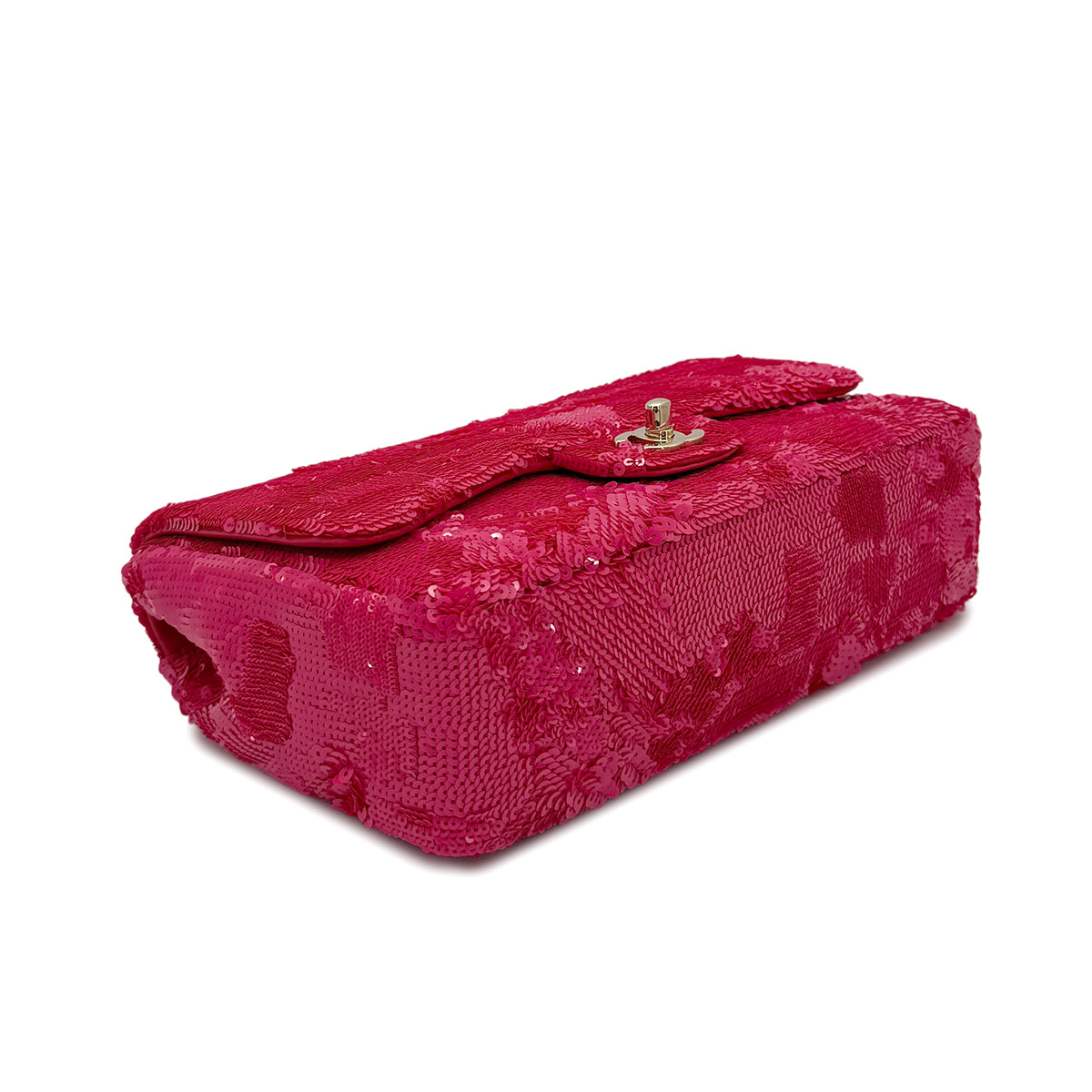 CHANEL CHAIN SHOULDER BAG PINK SEQUINS LEATHER 90279004