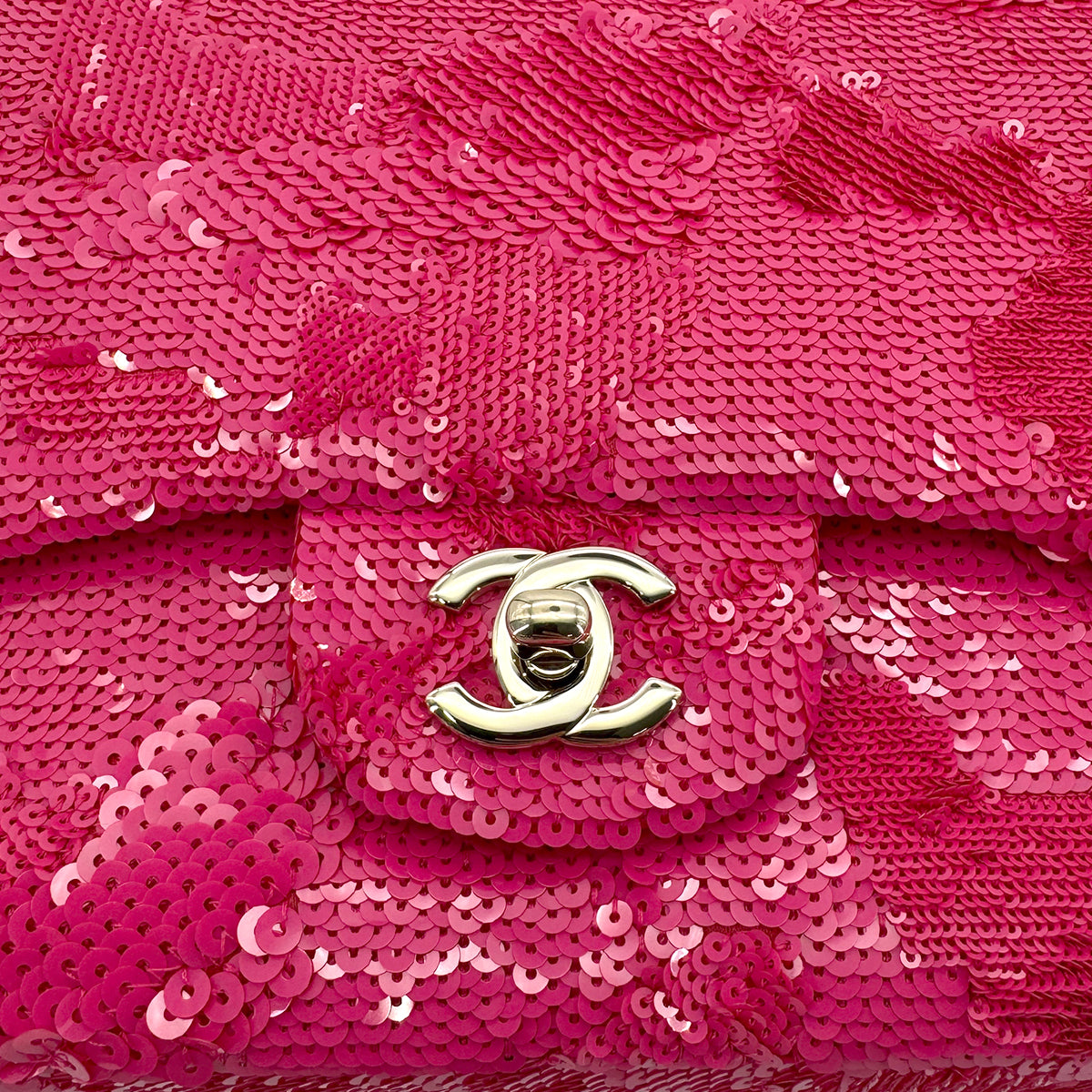 CHANEL CHAIN SHOULDER BAG PINK SEQUINS LEATHER 90279004