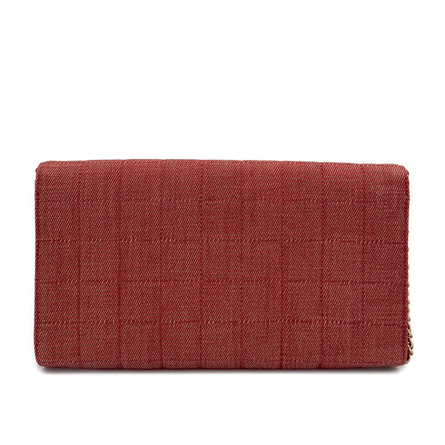 CHANEL VINTAGE CHOCOLATE BAR CHAIN SHOULDER BAG RED DENIM 90279008 - PURPOSE