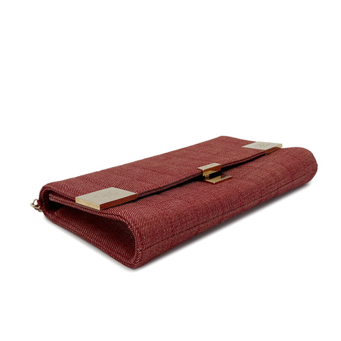 CHANEL VINTAGE CHOCOLATE BAR CHAIN SHOULDER BAG RED DENIM 90279008 - PURPOSE