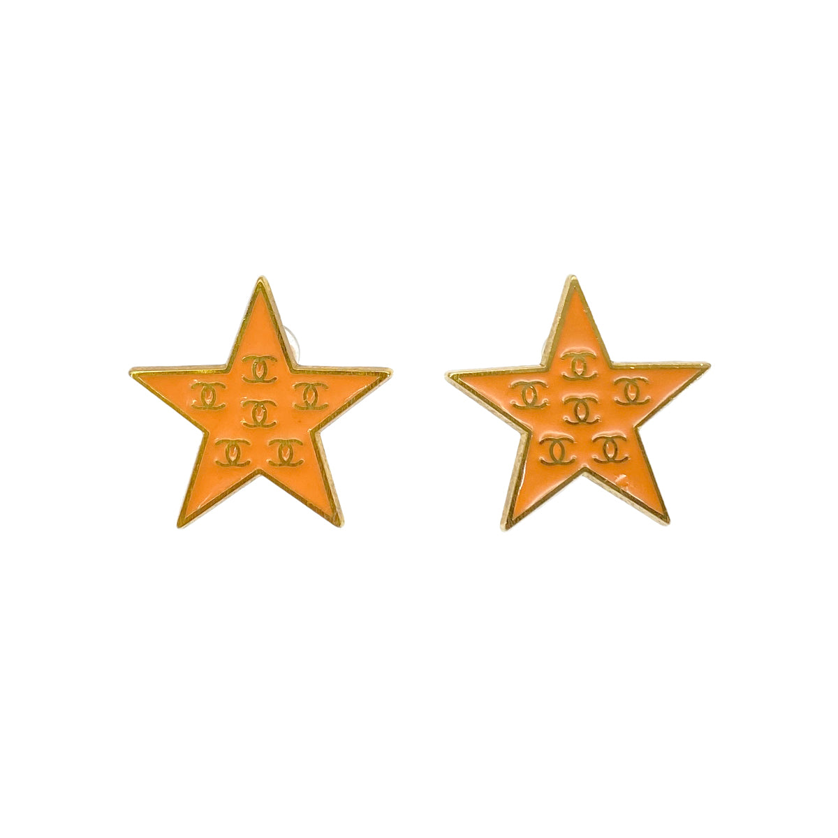 CHANEL VINTAGE EARRINGS STAR COCOMARK PINK ACCESSORY 01P 90279016