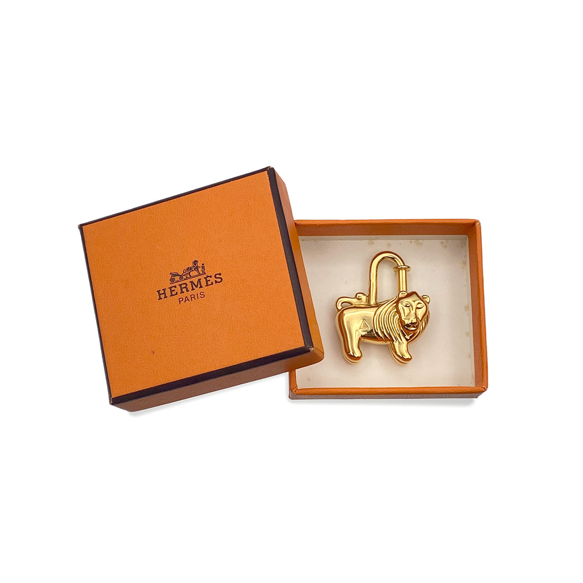 HERMES LION CADENA BAG CHARM GOLD 1997 I'AFRIQU 90279017