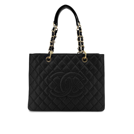 CHANEL GST COCOMARK CHAIN TOTE BAG BLACK CAVIAR SKIN 90279591