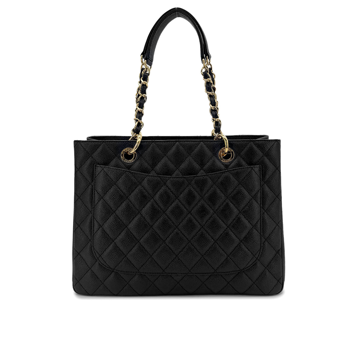 CHANEL GST COCOMARK CHAIN TOTE BAG BLACK CAVIAR SKIN 90279591