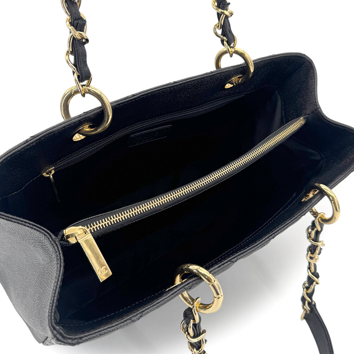 CHANEL GST COCOMARK CHAIN TOTE BAG BLACK CAVIAR SKIN 90279591