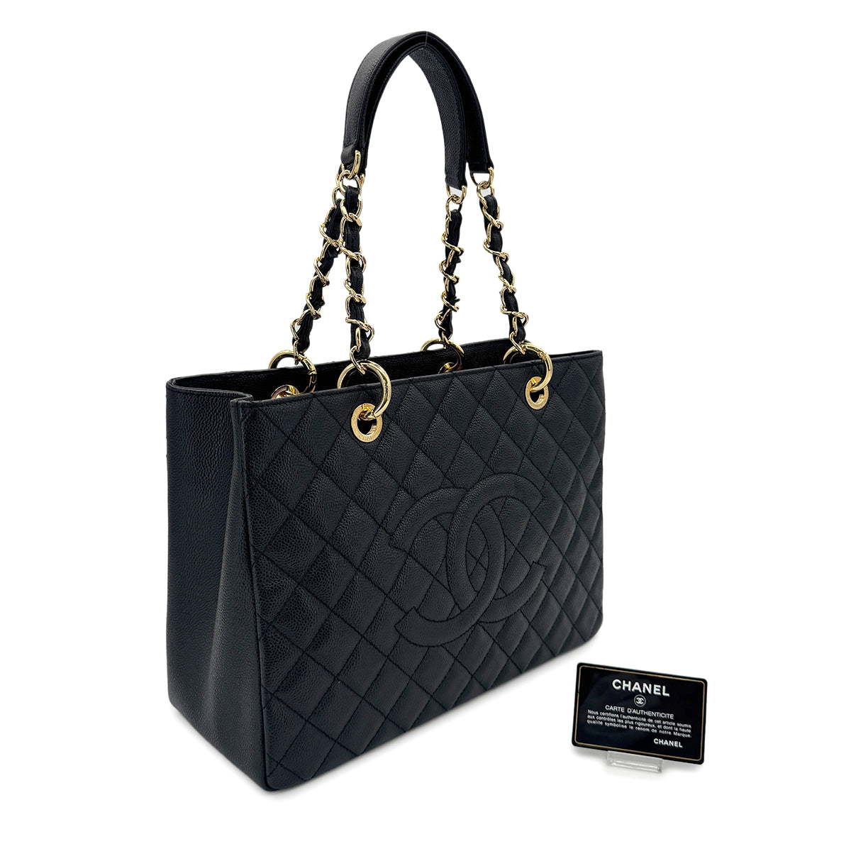 CHANEL GST COCOMARK CHAIN TOTE BAG BLACK CAVIAR SKIN 90279591