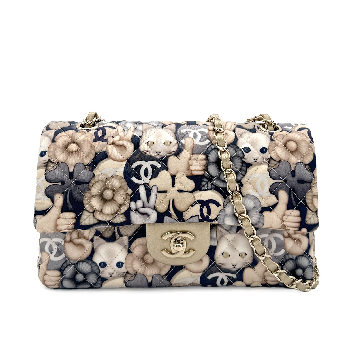 CHANEL MATELASSE CHOUPETTE CAT PRINT CHAIN SHOULDER BAG NYLON 90279596
